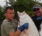 Captain Cole and Captain Phil show off their Halibut Catch