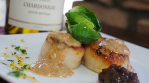 Pan Seared Scallops with Bacon Jam and Brown Butter Sauce