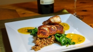 Blackened Sable Fish with Farro Risotto