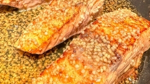 Seared Salmon with Wine, Butter & Garlic