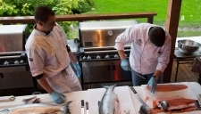 Salmon filet demonstration at the Beach Bar show kitchen