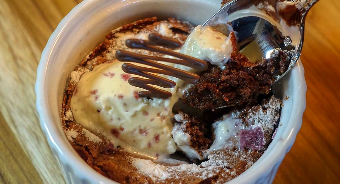 Molten Chocolate Cake with Sea Salt Caramel Ice Cream