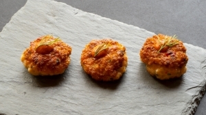 Salmon Cakes with Romesco