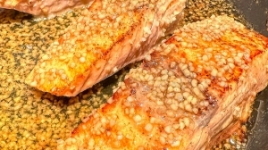 Seared Salmon with Wine, Butter & Garlic