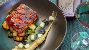 Maraschino-Glazed King Salmon
