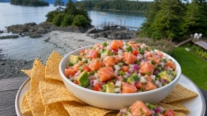 Salmon Ceviche with Garlic, Lime & Avocado
