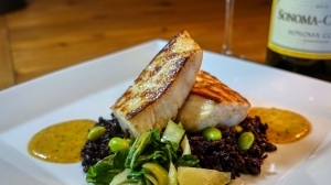 Miso Marinated Sablefish with Forbidden Rice and Braised Bok Choy